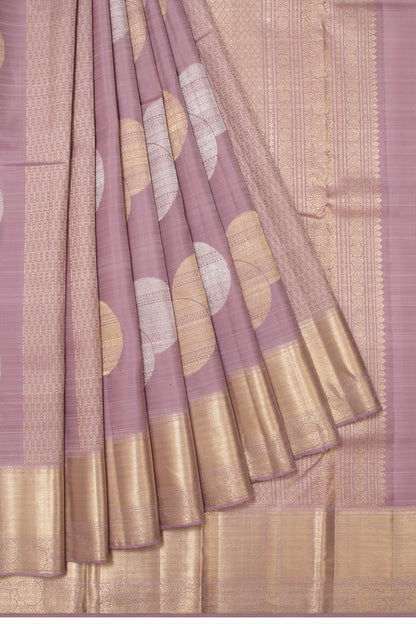 Kanchipuram Silk Vertical Lines And Butta Lavender Saree
