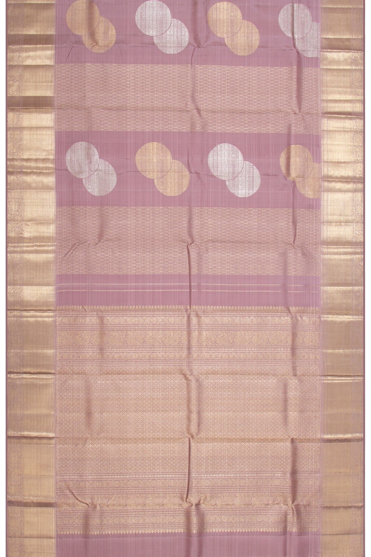 Kanchipuram Silk Vertical Lines And Butta Lavender Saree