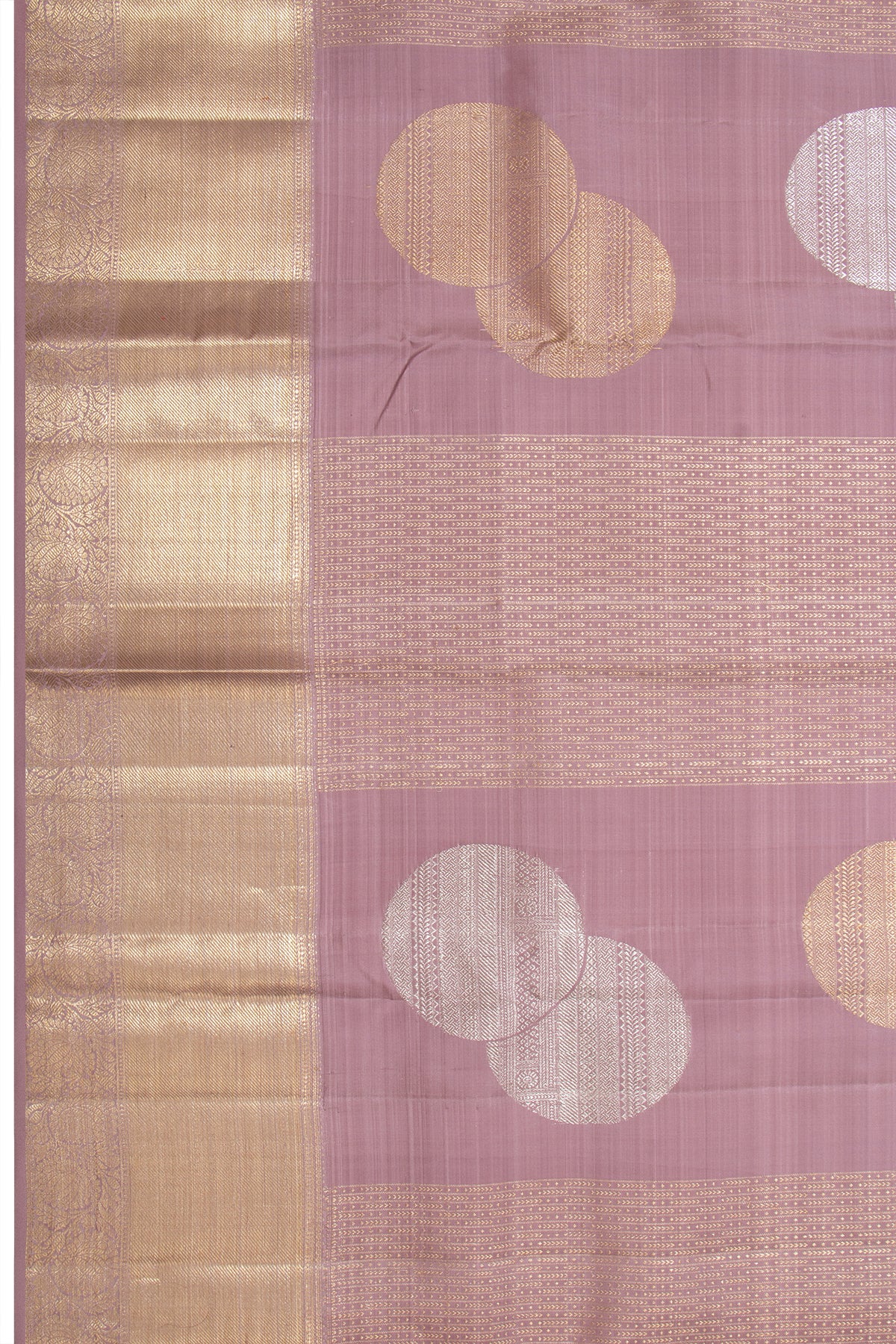 Kanchipuram Silk Vertical Lines And Butta Lavender Saree