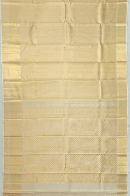Kanchipuram Silk Tissue Brocade Off White Saree With Gift Box And Rakhi