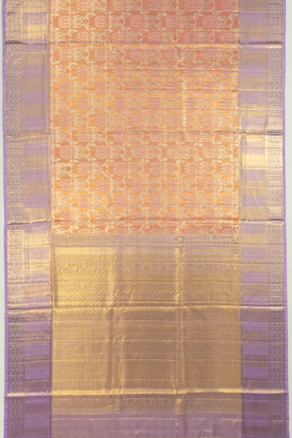 Kanchipuram Silk Tissue Brocade Gold Saree