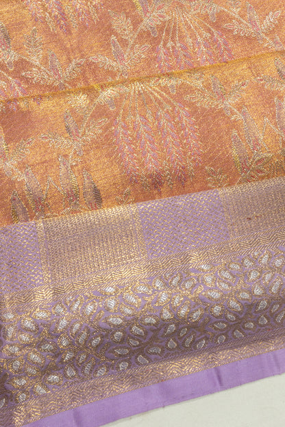 Kanchipuram Silk Tissue Brocade Gold Saree