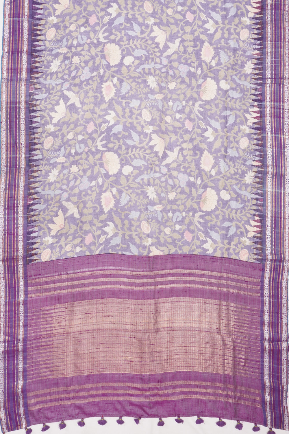 Tussar Printed Blue Saree