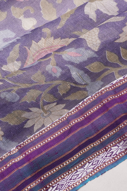 Tussar Printed Blue Saree