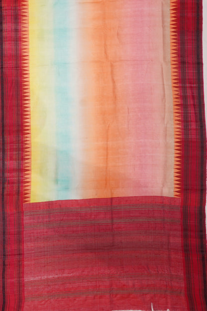 Tussar Plain Multi-Color Saree