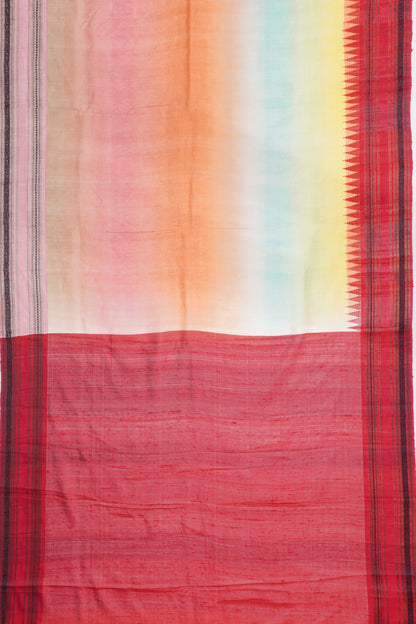 Tussar Plain Multi-Color Saree