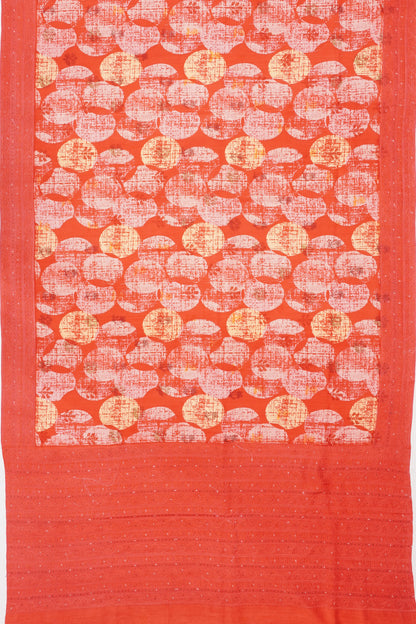 Tussar Printed Red Saree