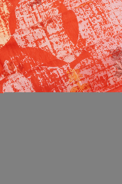 Tussar Printed Red Saree