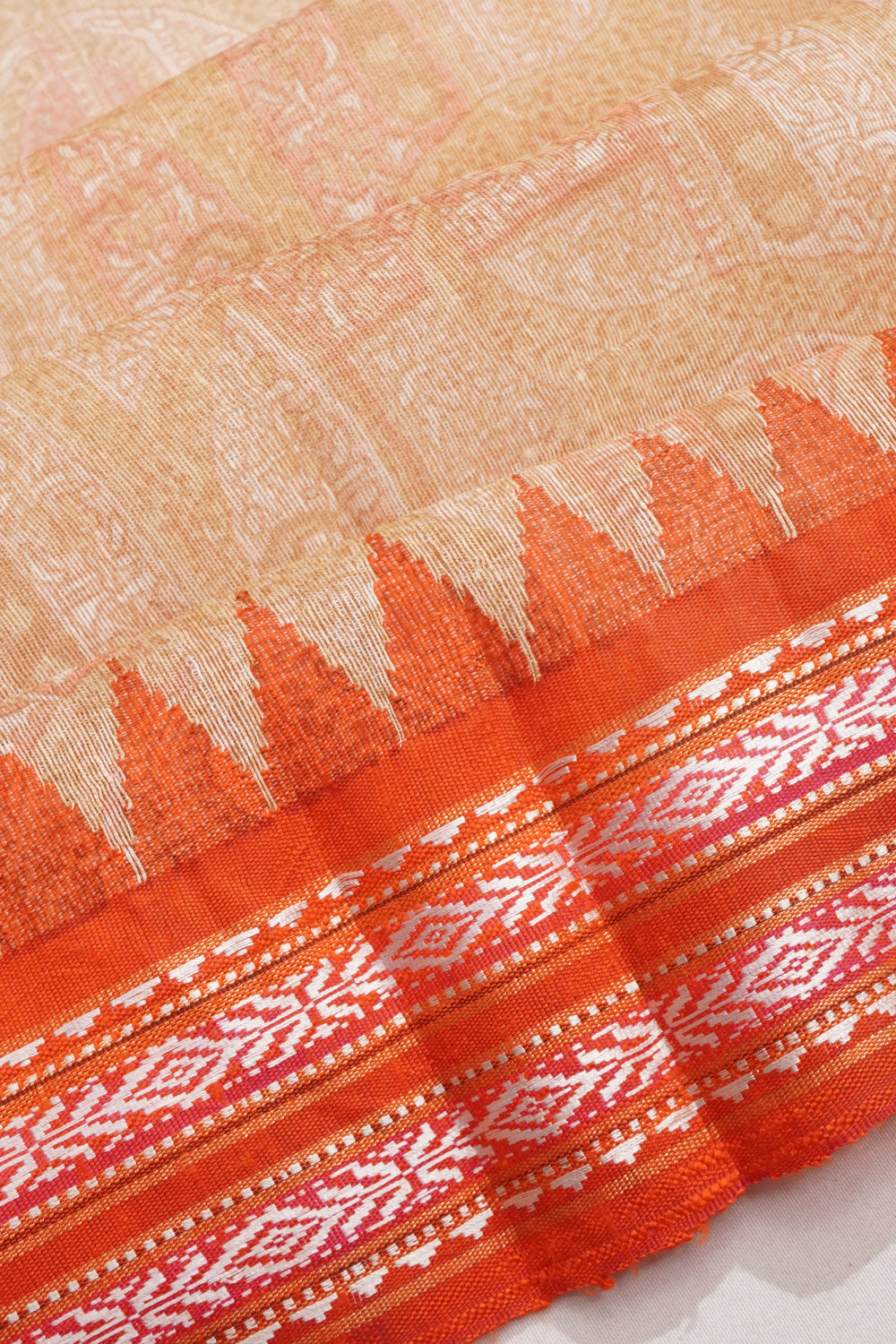 Tussar Printed Cream Saree