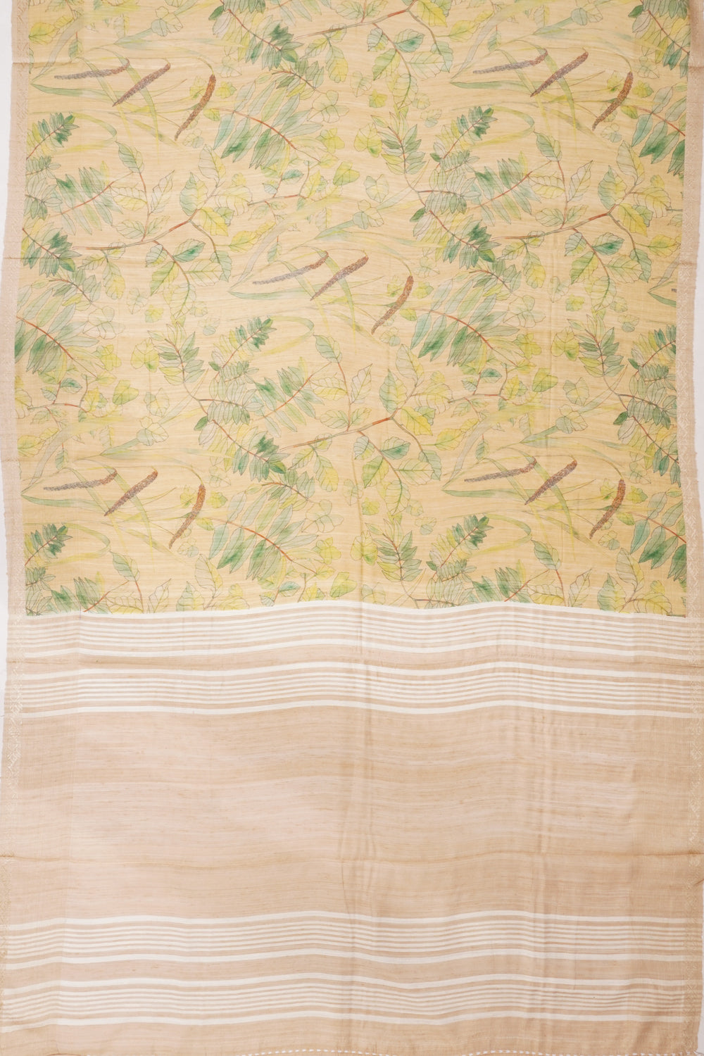 Tussar Printed Cream Saree