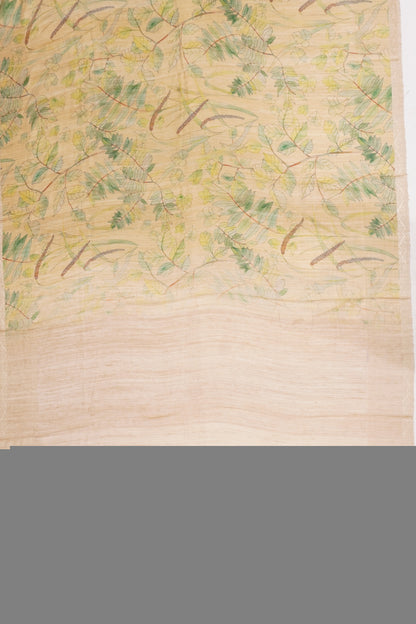 Tussar Printed Cream Saree
