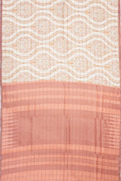 Tussar Printed Cream Saree
