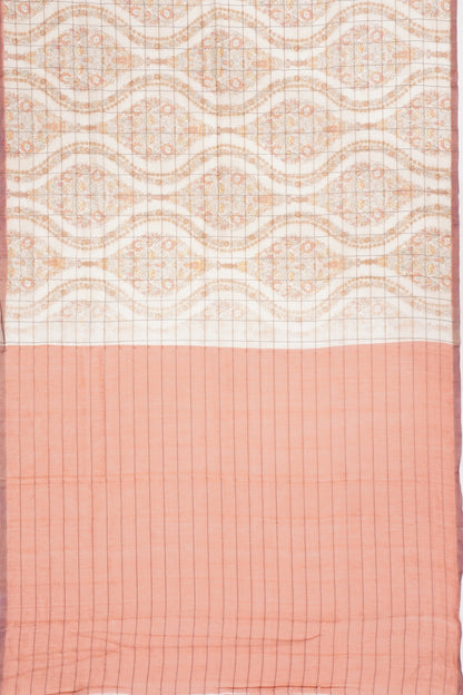 Tussar Printed Cream Saree