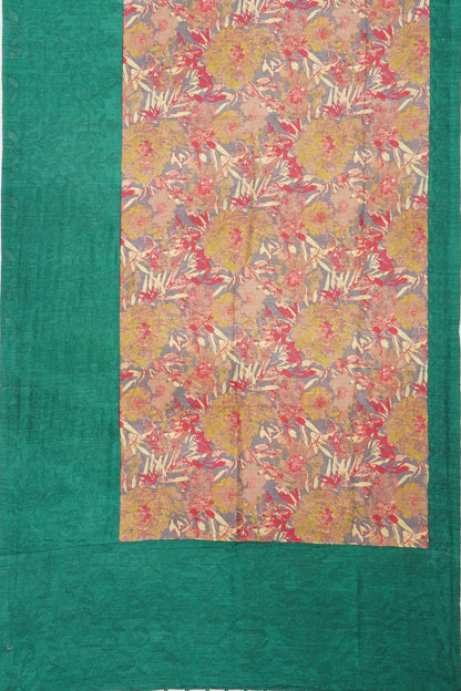 Tussar Printed Grey Saree With Embroidery Border
