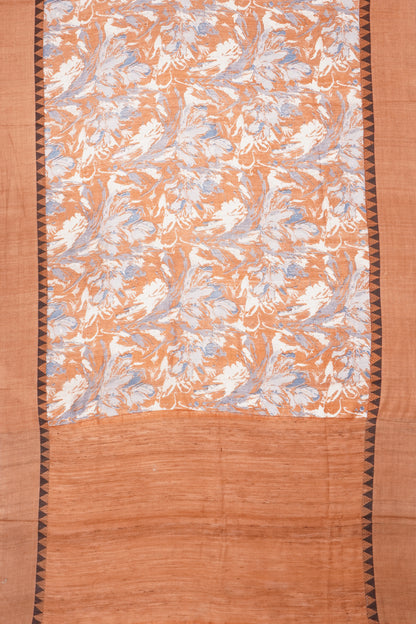 Tussar Printed Brown Saree