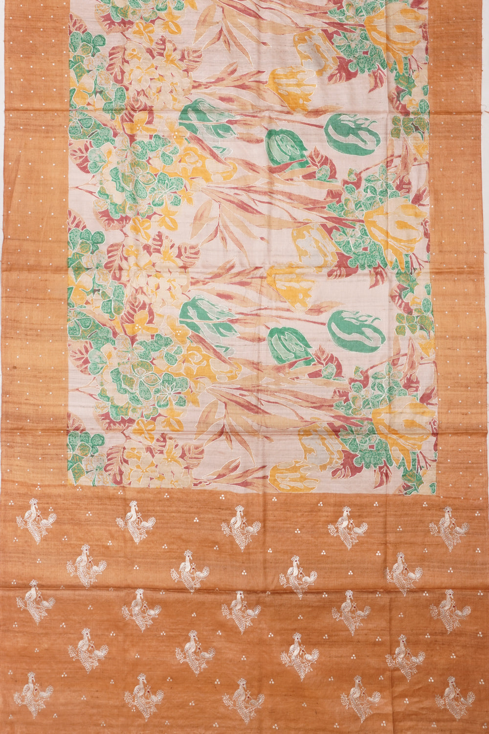 Tussar Printed Peach Saree