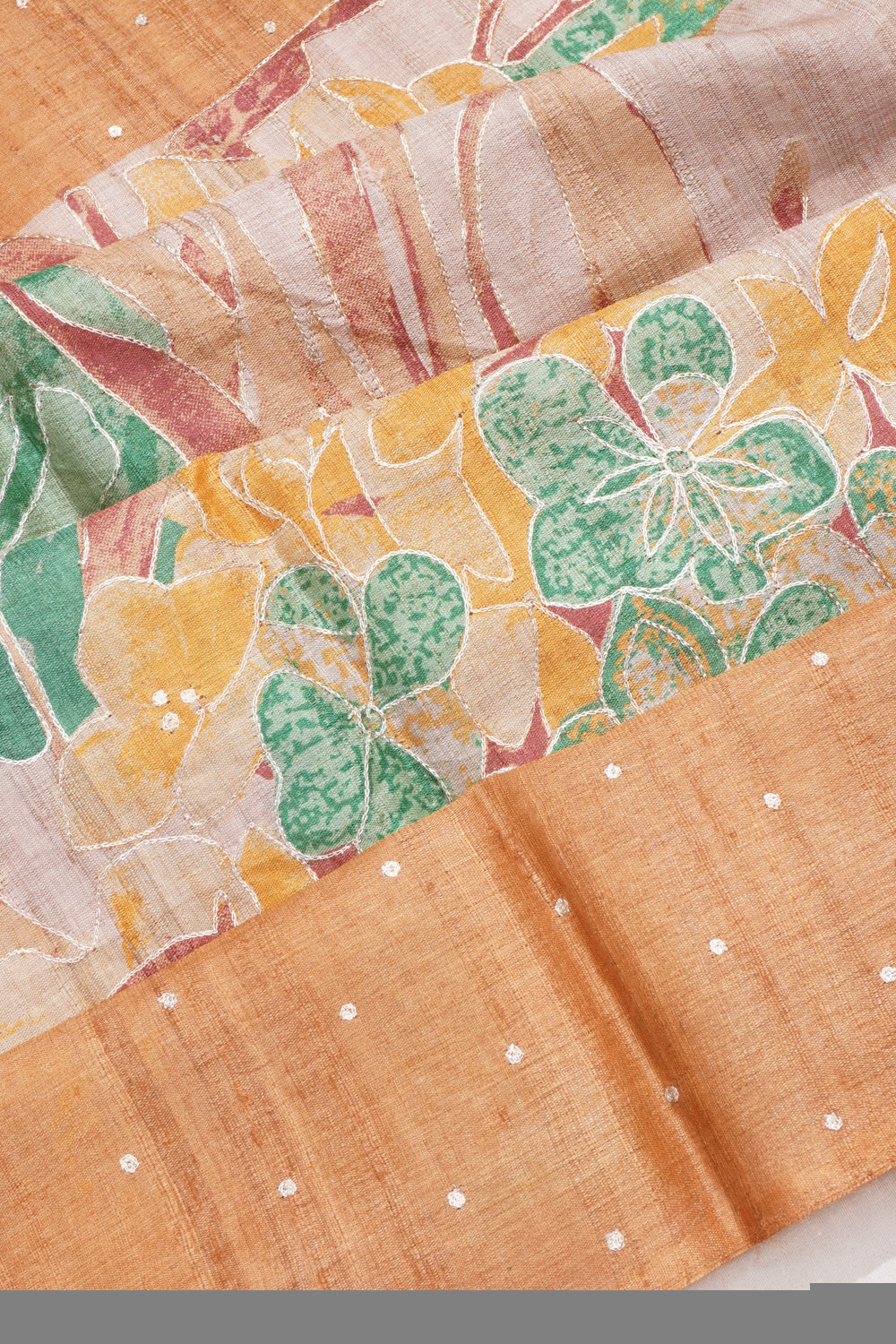 Tussar Printed Peach Saree