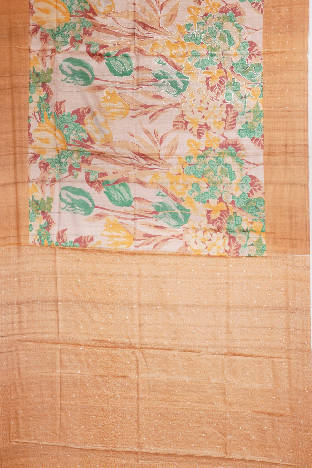 Tussar Printed Peach Saree