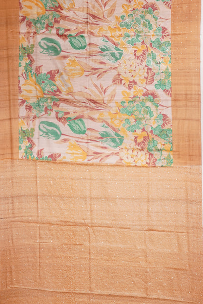 Tussar Printed Peach Saree
