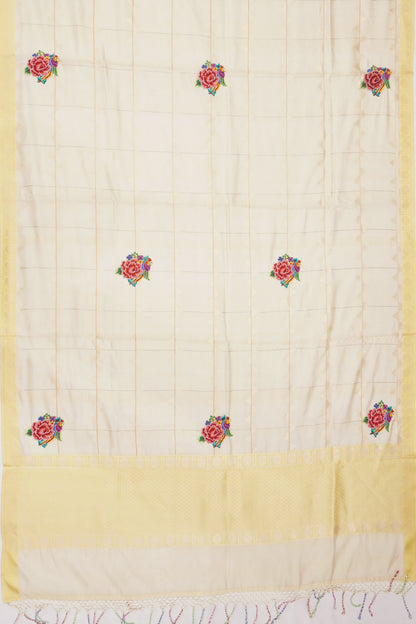 Banarasi Silk Checks And Butta Gold Saree