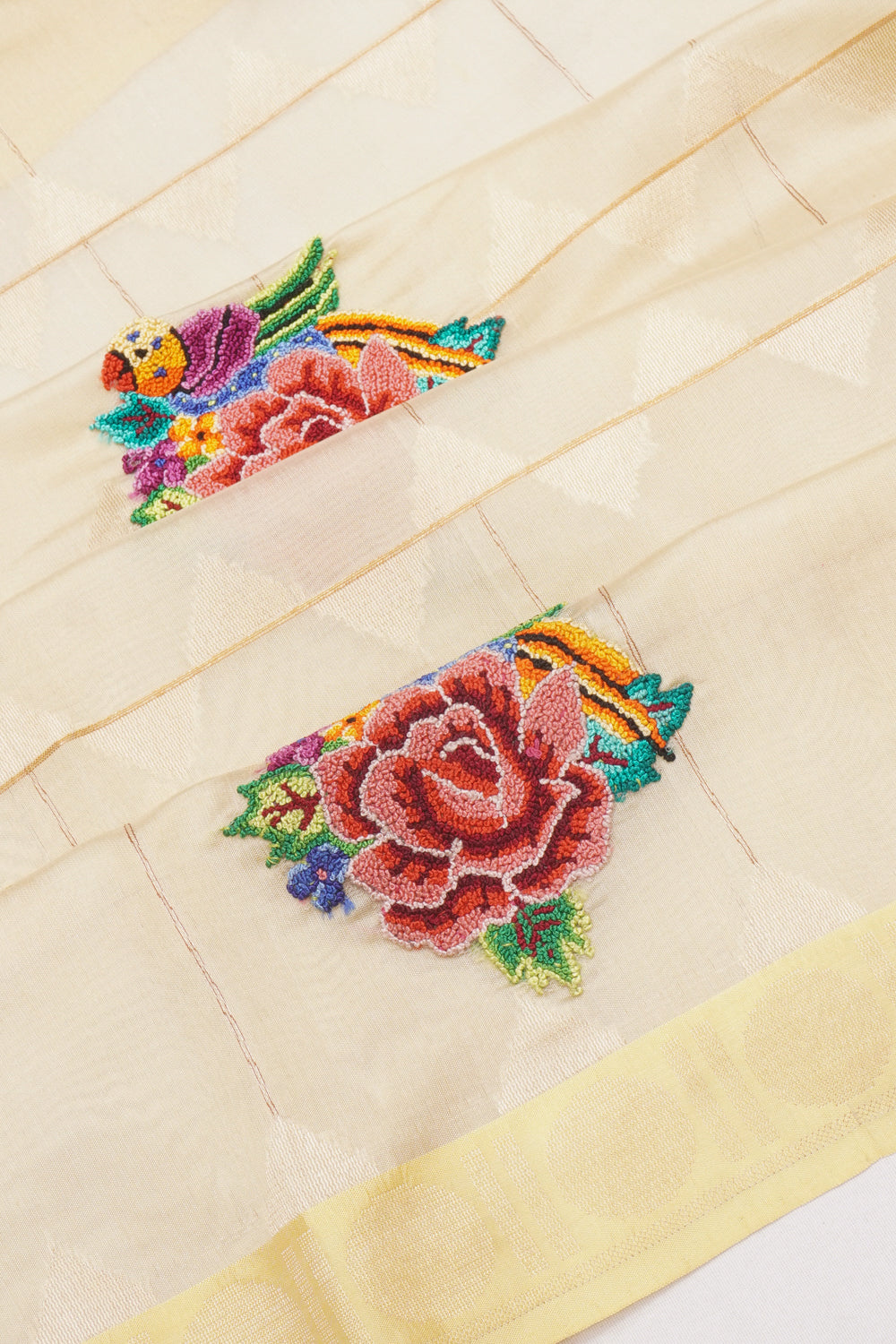 Banarasi Silk Checks And Butta Gold Saree