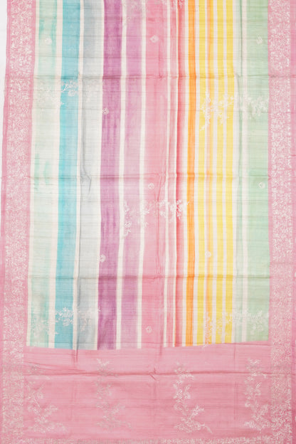 Tussar Lines Multi-Color Saree