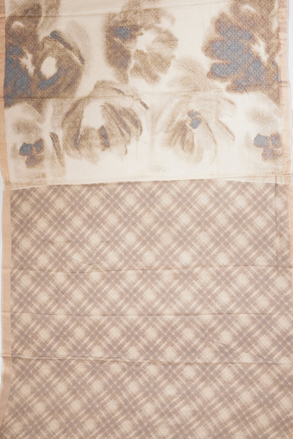 Tussar Embroidery Cream Saree