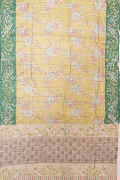 Tussar Printed Pastel Green Saree