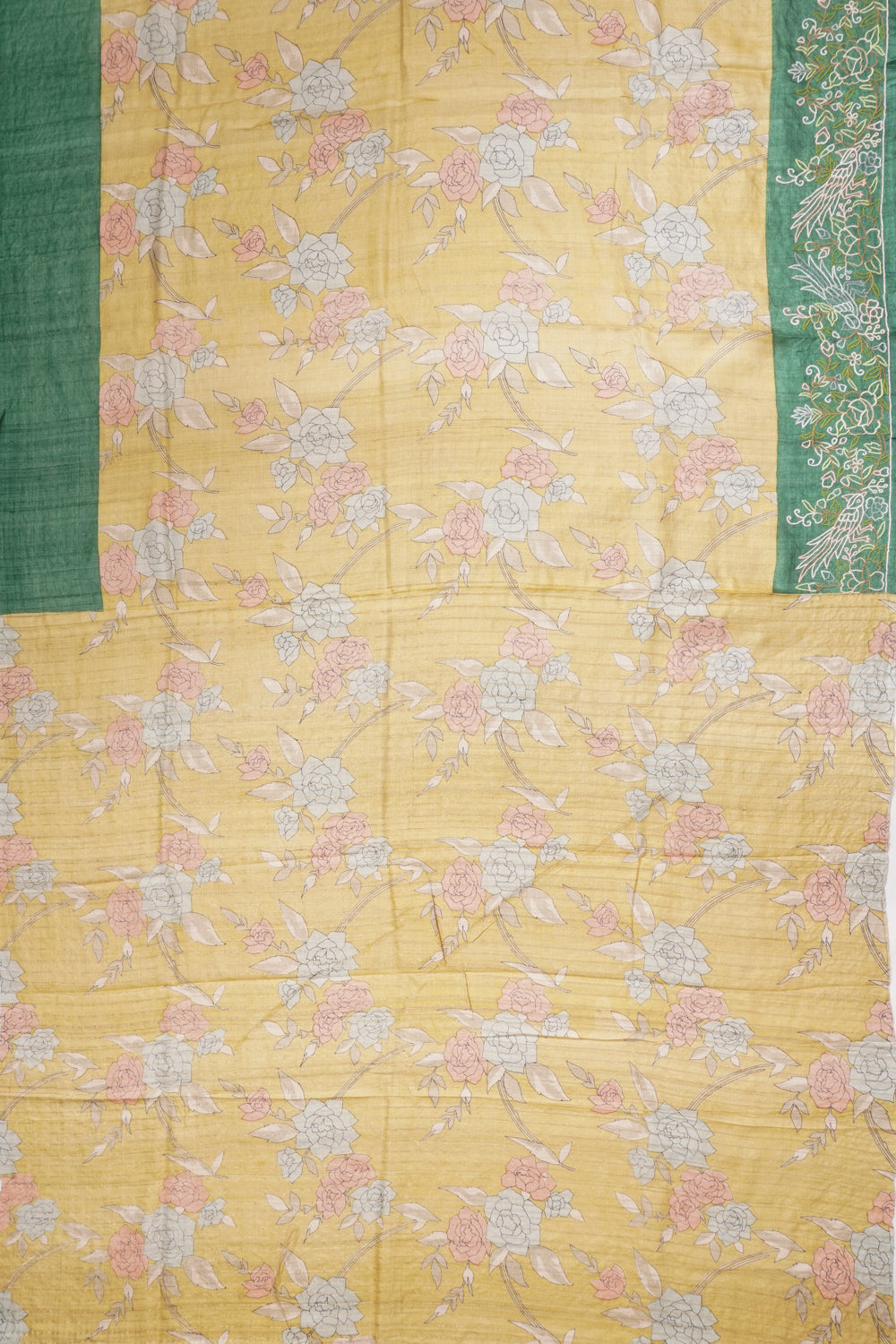 Tussar Printed Pastel Green Saree