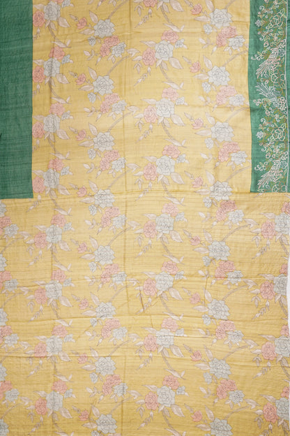 Tussar Printed Pastel Green Saree