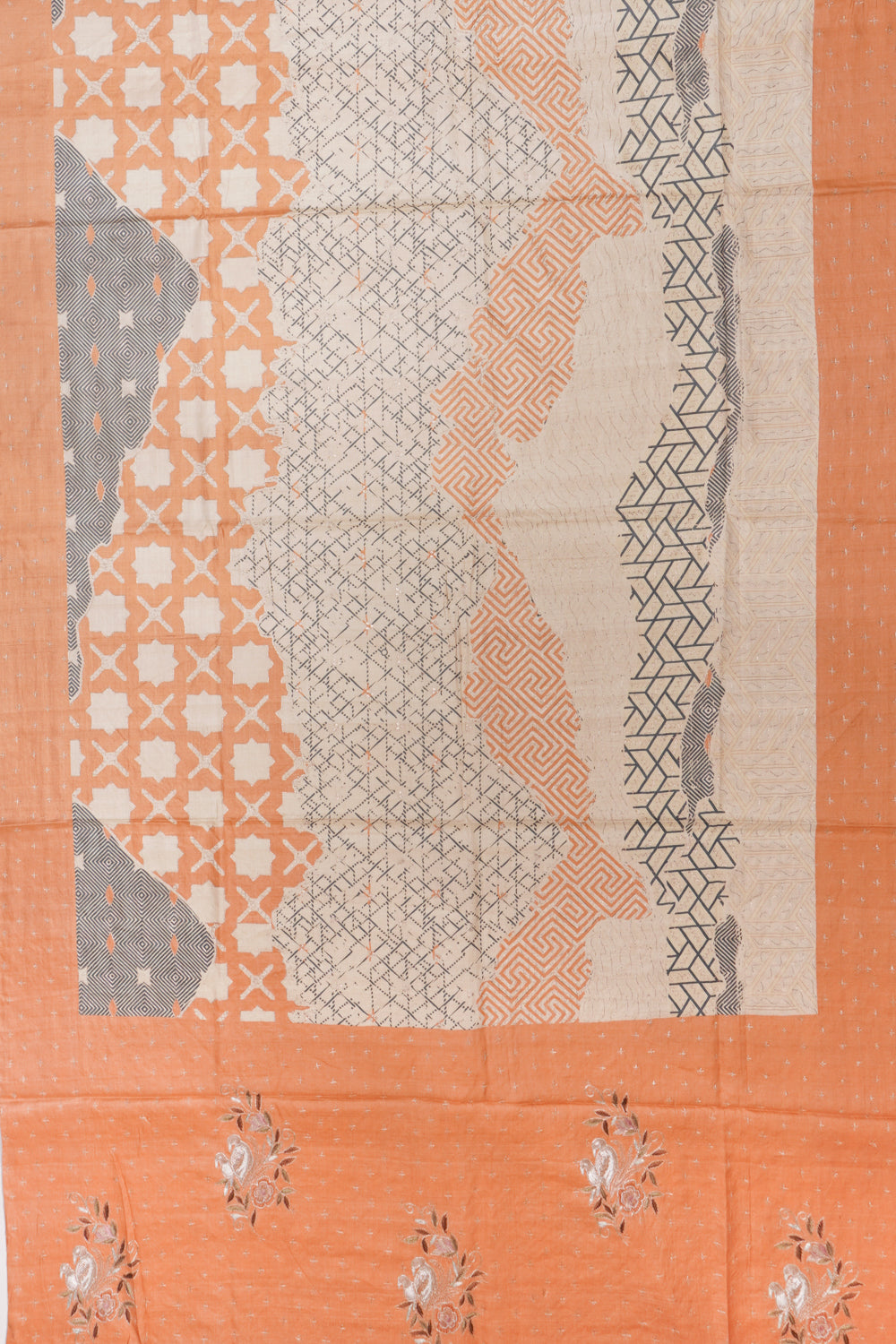 Tussar Printed Cream Saree