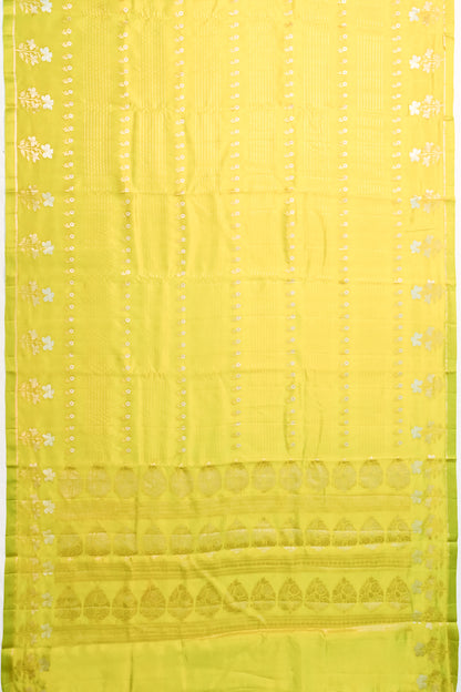 Banarasi Katan Silk Brocade Dual Tone Greean And Yellow Saree