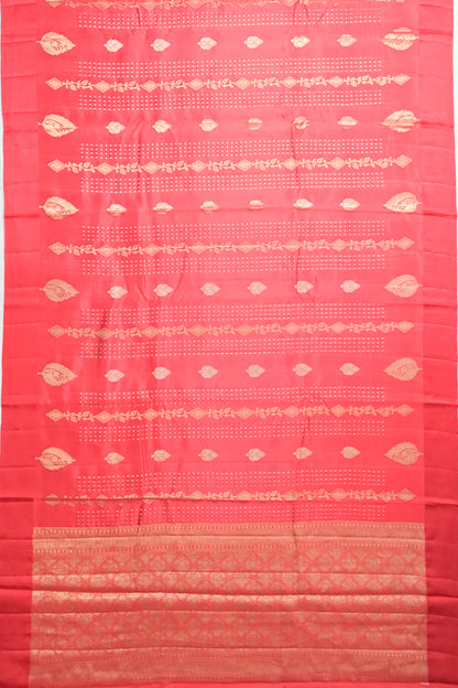 Banarasi Katan Silk Vertical Lines And Butta Red Saree