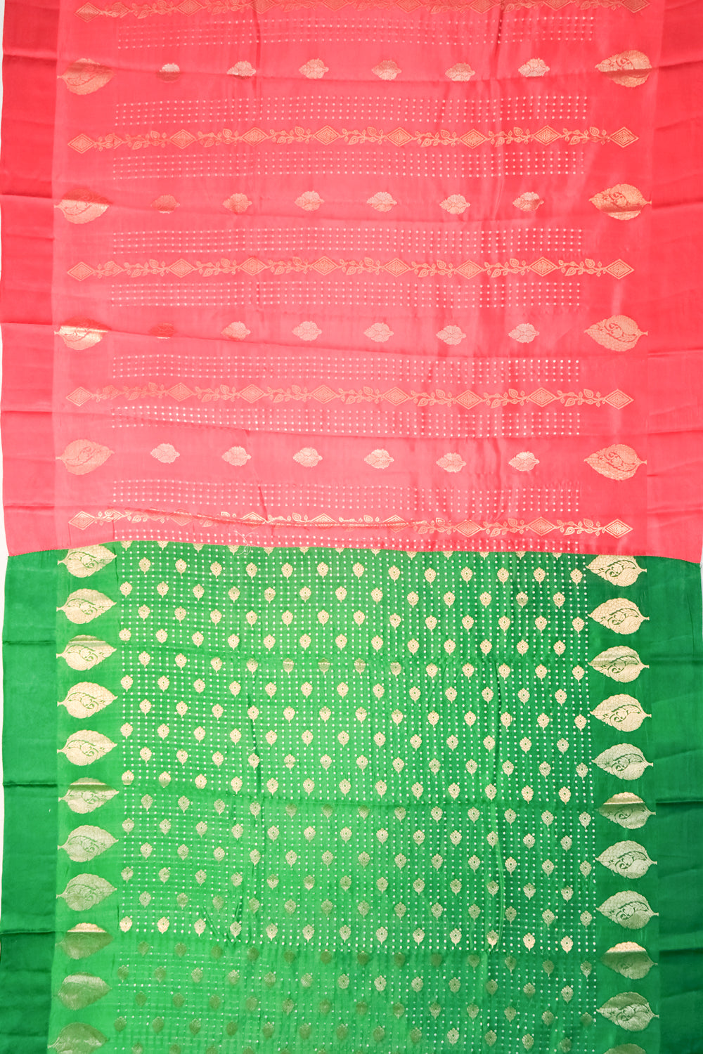 Banarasi Katan Silk Vertical Lines And Butta Red Saree