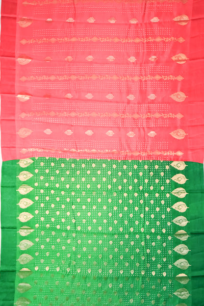Banarasi Katan Silk Vertical Lines And Butta Red Saree