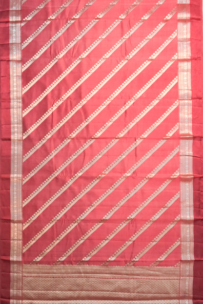Banarasi Katan Silk Diagonal Lines Red Saree