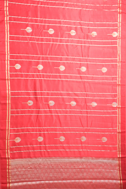 Banarasi Katan Silk Vertical Lines And Butta Red Saree