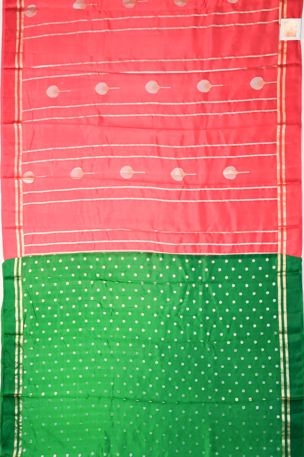 Banarasi Katan Silk Vertical Lines And Butta Red Saree
