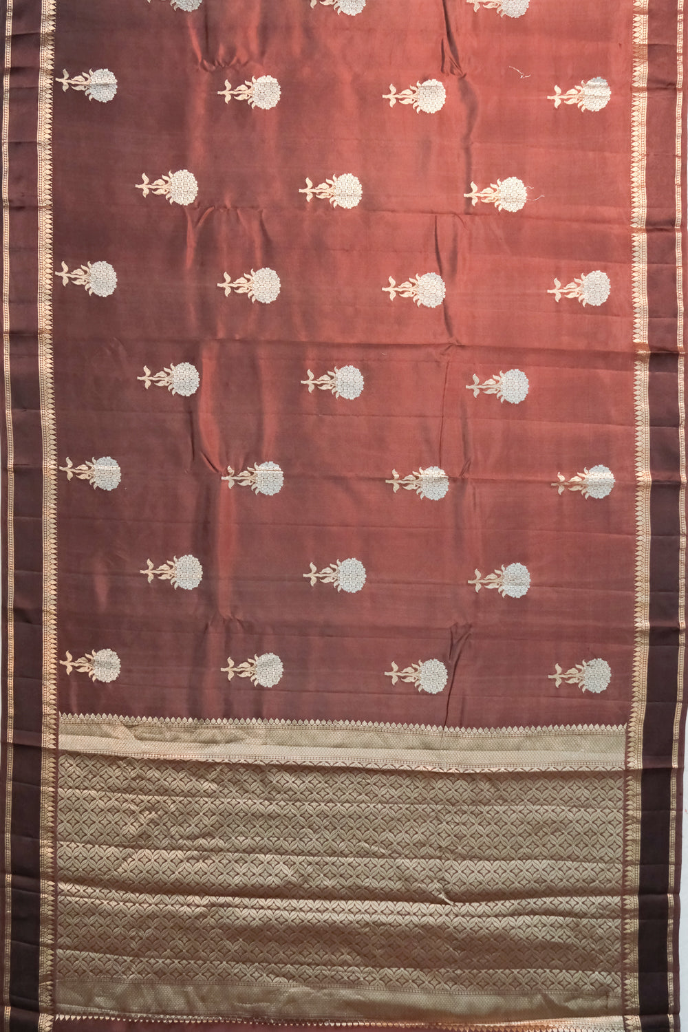 Banarasi Katan Silk Butta Brown Saree