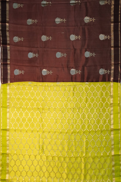 Banarasi Katan Silk Butta Brown Saree