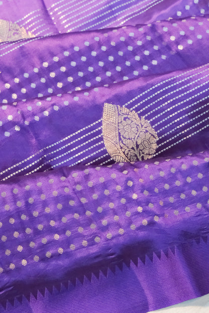 Banarasi Katan Silk Brocade Violet Saree