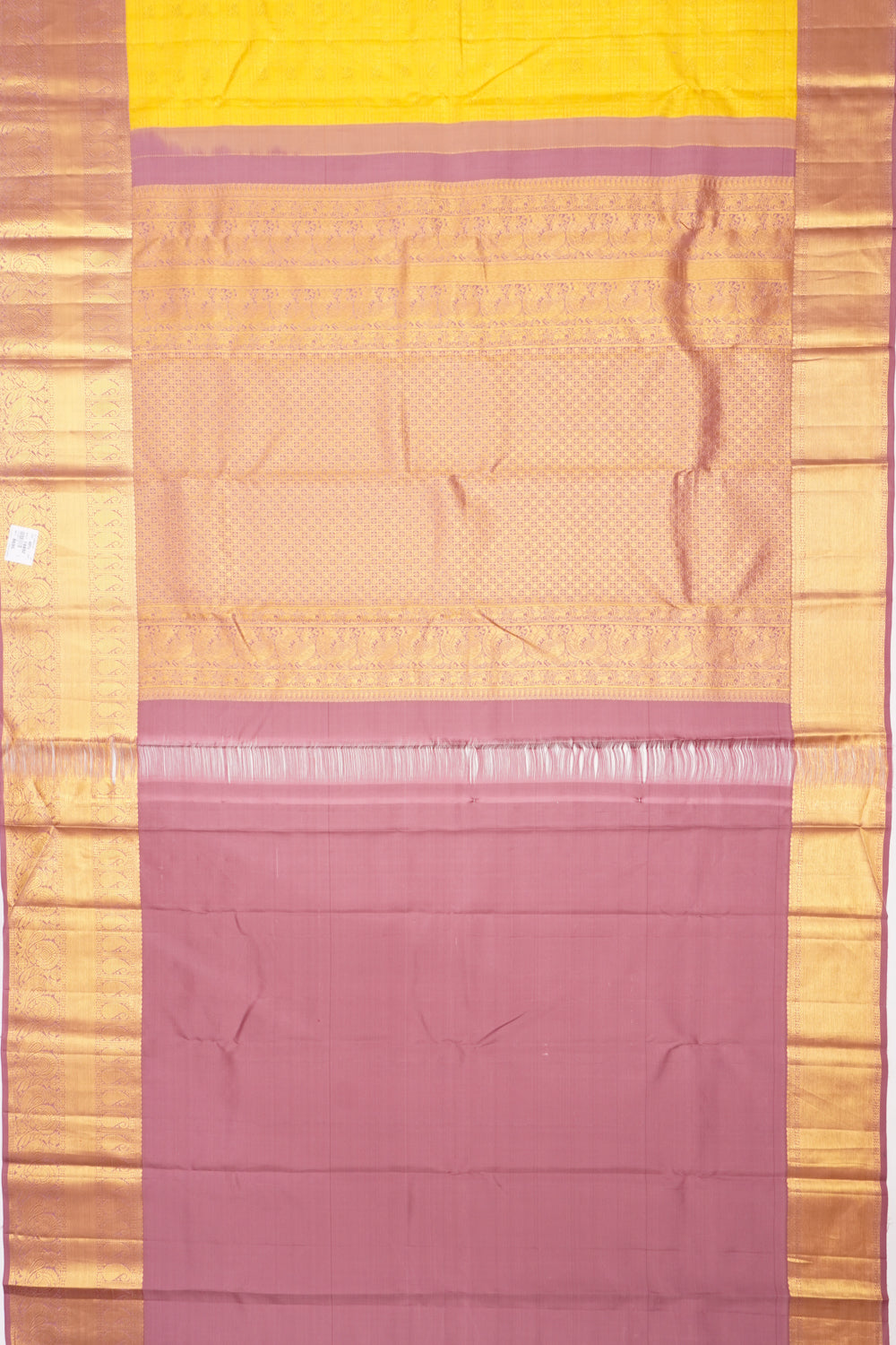 Kanchipuram Silk Checks And Butta Yellow Saree