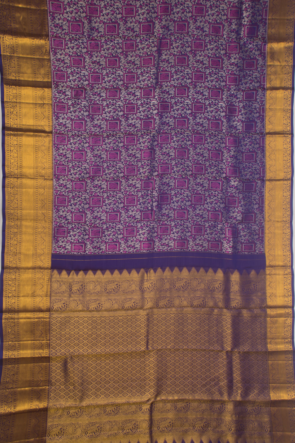 Kanchipuram Silk Brocade Dark Blue Saree