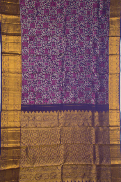 Kanchipuram Silk Brocade Dark Blue Saree