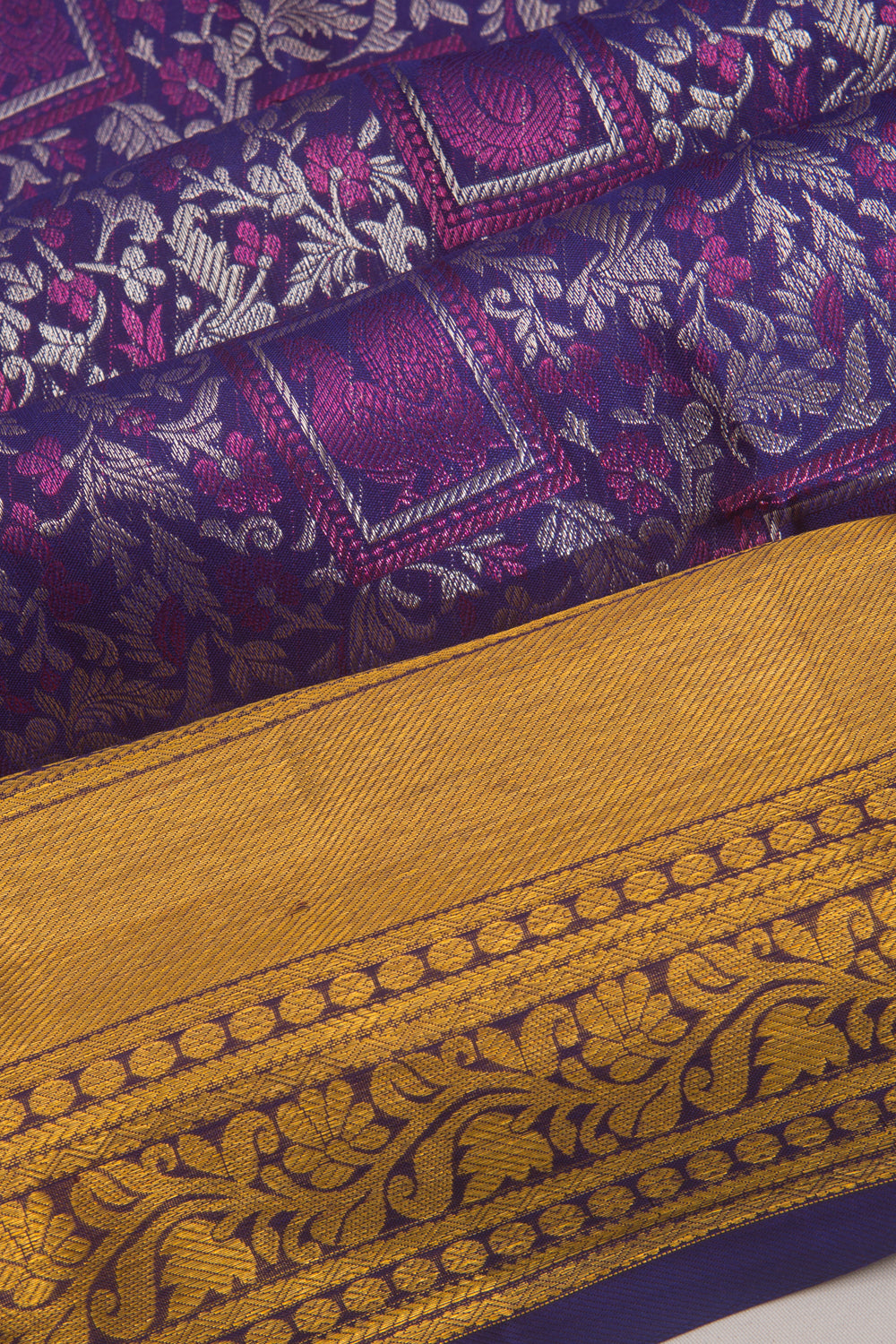 Kanchipuram Silk Brocade Dark Blue Saree