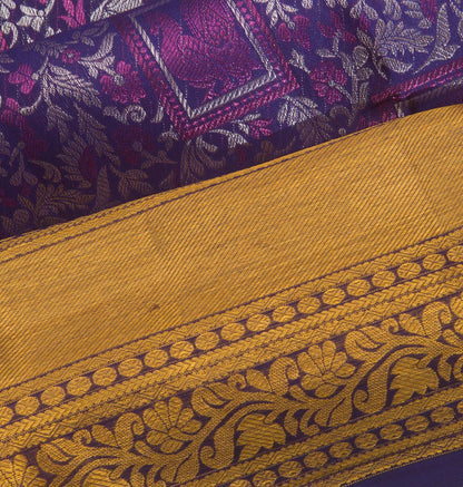 Kanchipuram Silk Brocade Dark Blue Saree