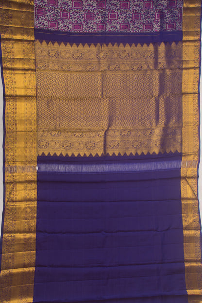 Kanchipuram Silk Brocade Dark Blue Saree