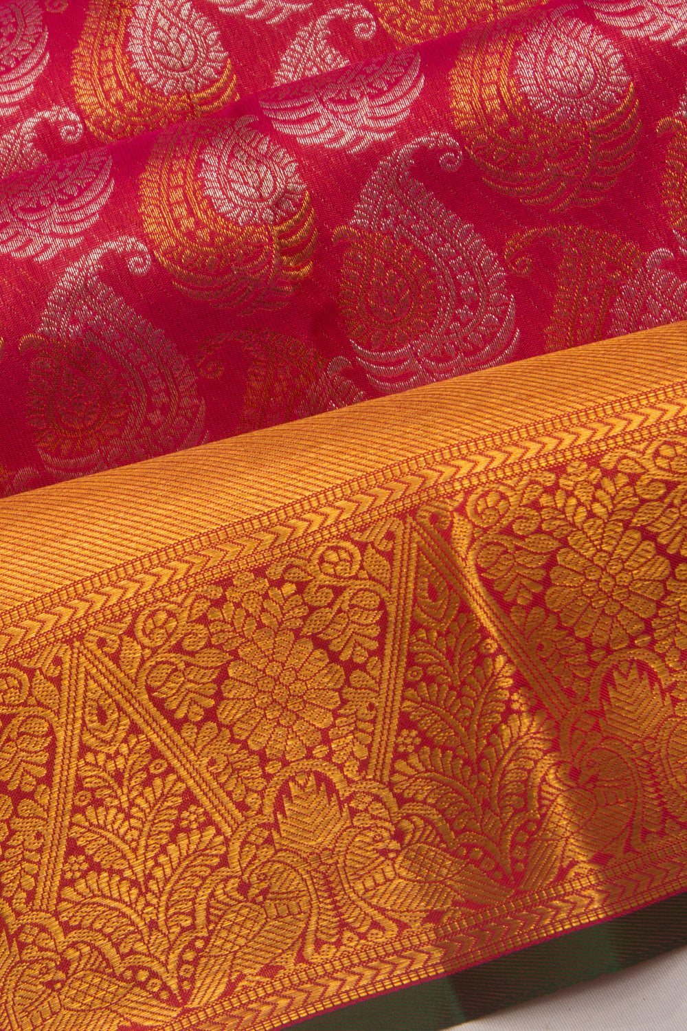 Kanchipuram Silk Brocade Pink Saree