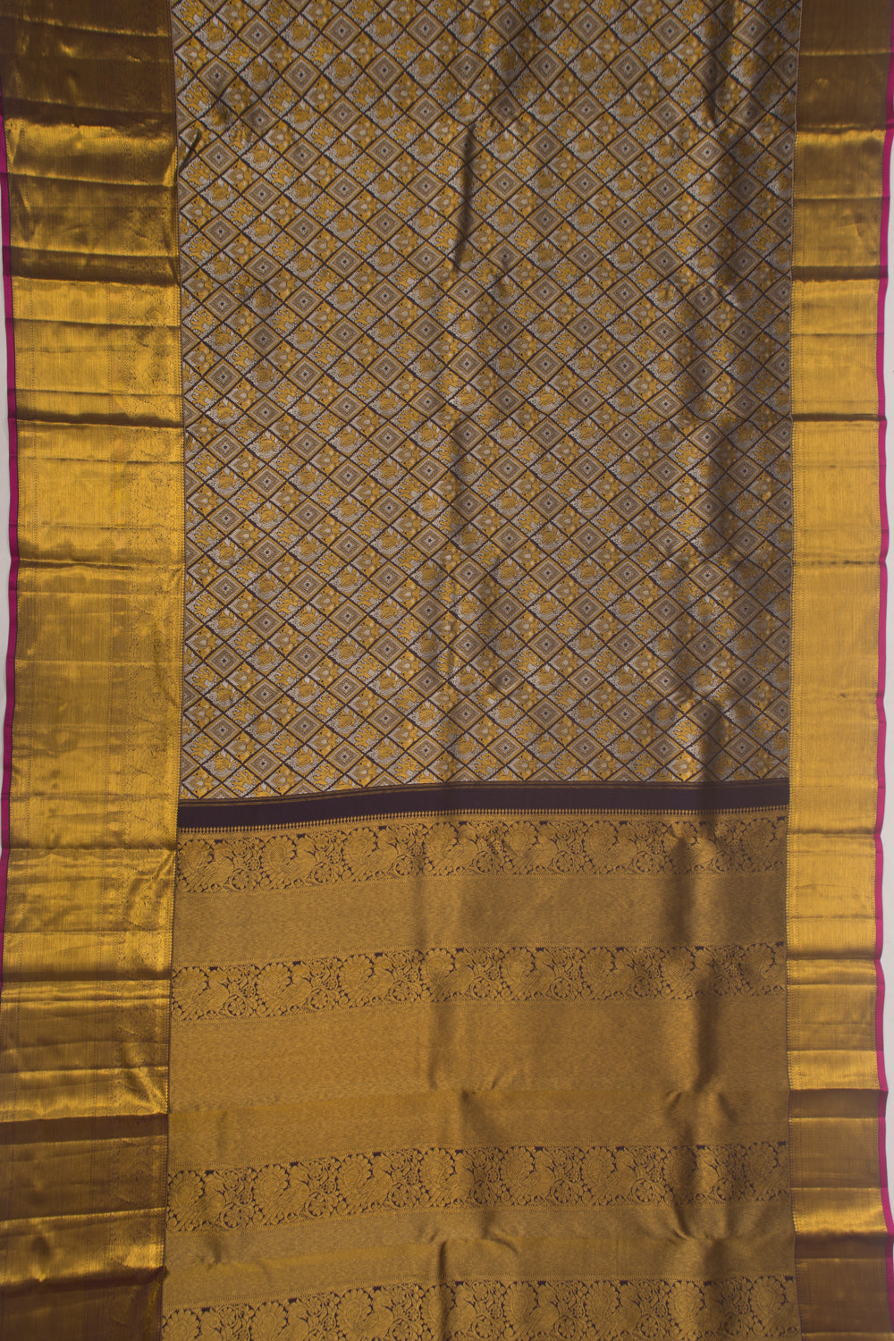 Kanchipuram Silk Brocade Dark Blue Saree