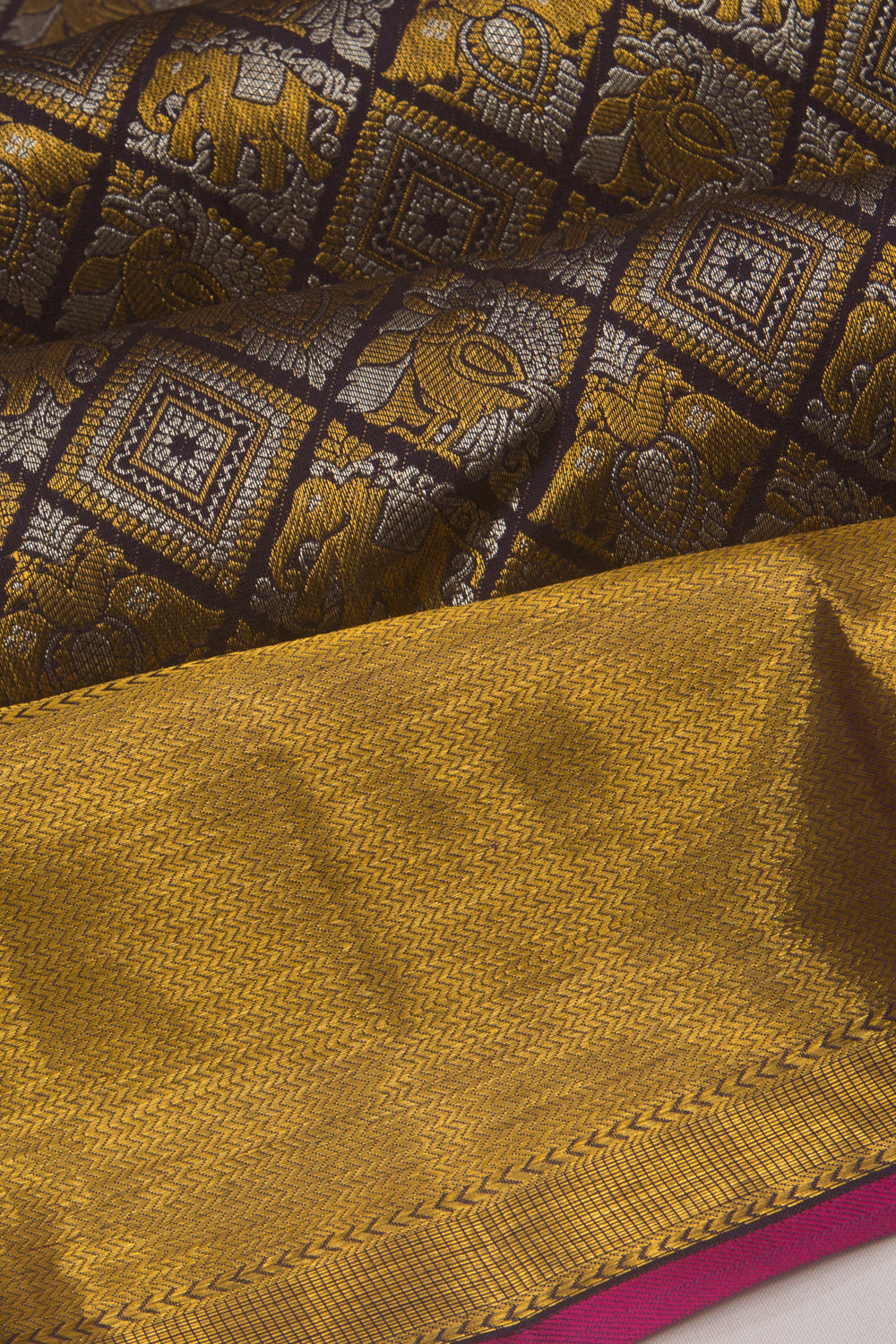 Kanchipuram Silk Brocade Dark Blue Saree